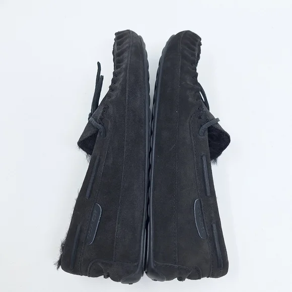 Coach Black Suede Faux Fur Lined Slippers